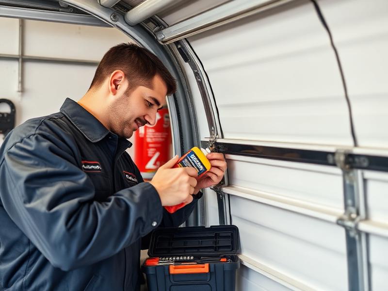 Maintenance Services - professional garage door service technician at work